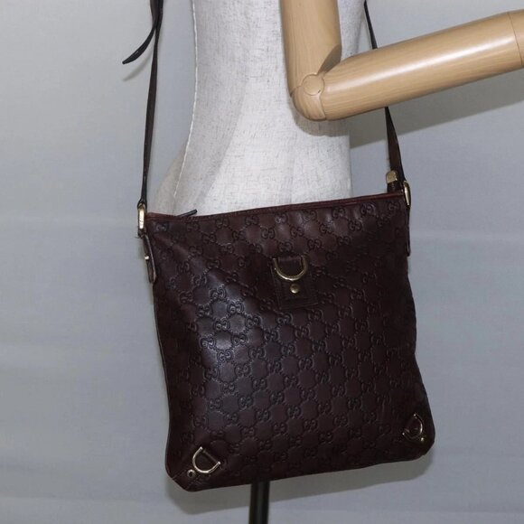 GUCCI Guccissima Abbey GG Canvas Bag Leather Bordeaux Gold 131326 Auth ep11342 - Picture 14 of 16